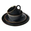 Better Homes & Gardens 16-Piece Burns Speckled Stoneware Dinnerware Set, Black