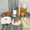 JL Prime 125 Piece Gold Plastic Plates & Cutlery Set, Re-usable Recyclable Plastic Plates with Gold Rim & Silverware, 25 Dinner Plates