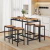 TREXM 5-Piece Compact Bar Table Set with Table and Stools - Modern Industrial Design