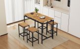 TREXM 5-Piece Compact Bar Table Set with Table and Stools - Modern Industrial Design