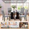 5-Piece Round Dining Table set, 43-Inch Modern Dining Table and 4 Upholstered Chairs for Dining Room, Kitchen Room, Living Room, Easy Assembly