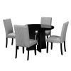 5-Piece Round Dining Table set, 43-Inch Modern Dining Table and 4 Upholstered Chairs for Dining Room, Kitchen Room, Living Room, Easy Assembly