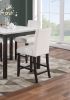 Modern 5pc Counter Height Dining Set Kitchen Dinette Faux Marble Top Table and 4x High Chairs White Faux Leather Cushions Seats Dining Room