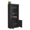 Montenegro Bar Cabinet, Double Door Cabinet, Five Built-in Wine Rack, Three Shelves -Smokey Oak