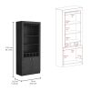 Montenegro Bar Cabinet, Double Door Cabinet, Five Built-in Wine Rack, Three Shelves -Smokey Oak