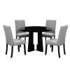 5-Piece Round Dining Table set, 43-Inch Modern Dining Table and 4 Upholstered Chairs for Dining Room, Kitchen Room, Living Room, Easy Assembly