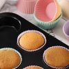 12pcs Silicone Baking Cups; Reusable Cupcake Liners; Non-stick Muffin Cups; Cake Molds Set; Standard Size Cupcake Holder