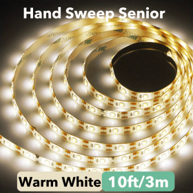 1pc DC 5V Lamp USB Motion LED Backlight TV Kitchen LED Strip Hand Sweep Waving ON OFF Sensor Light Diode Lights Double-sided Tape (Color: Warm White, size: 10ft/3m)