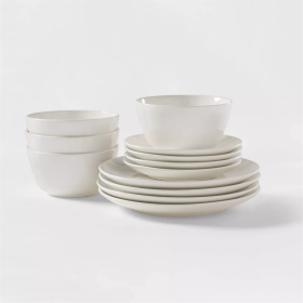 12pc Stoneware Avesta Dinnerware Set (Color: White)